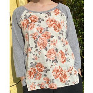 No Boundaries Grey & Floral Print Top